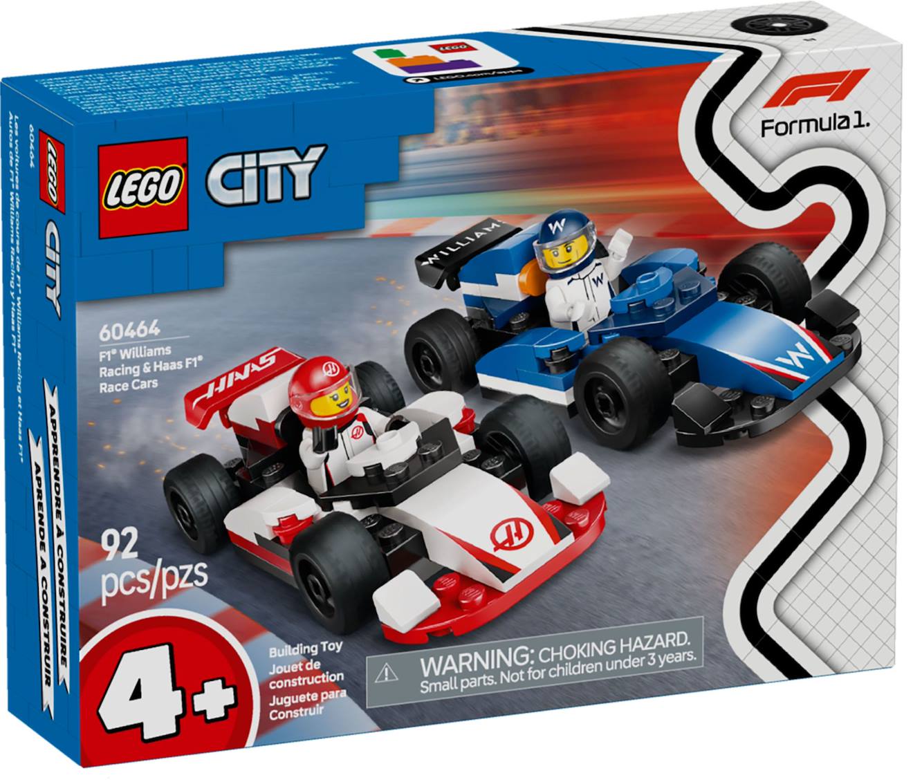Lego City - Voitures De Course De F1 Williams Racing Et Haas F1 - 60464 Multicolore