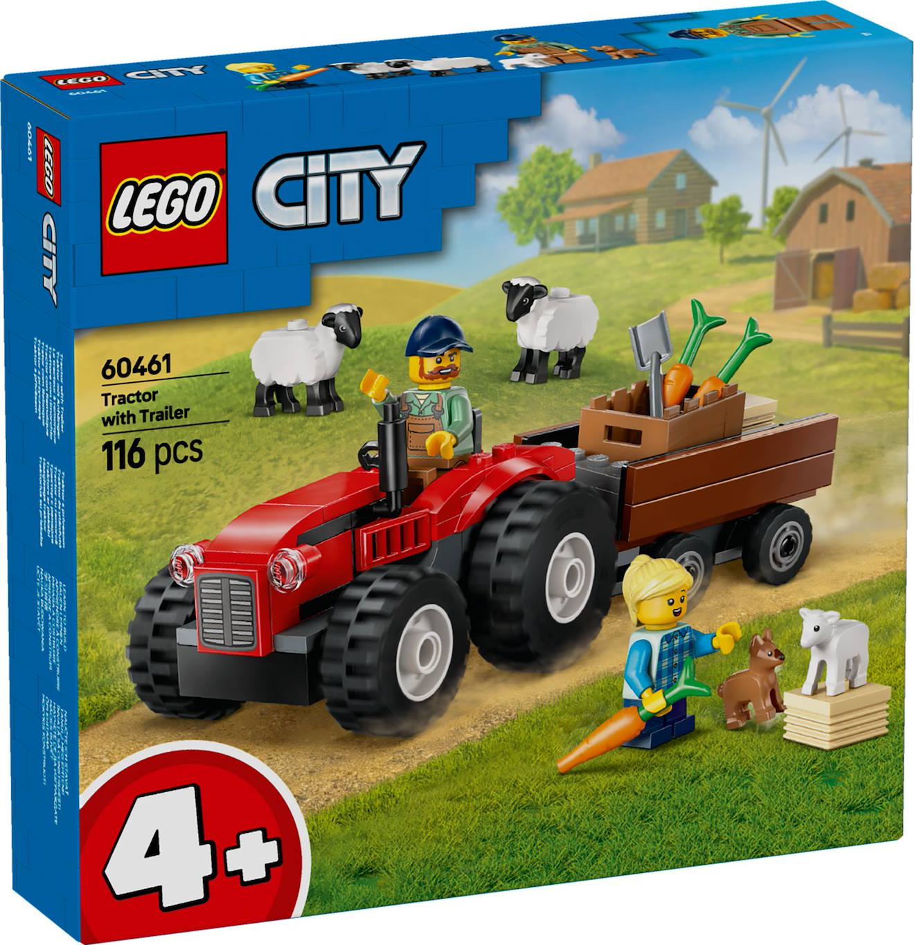 Lego City - Tracteur Agricole Rouge Avec Remorque Et Moutons - 60461 Multicolore