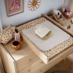 Puériculture-Matelas, accessoires de lange-Matelas à langer avec sa housse en double gaze de coton et sa serviette - petit chou