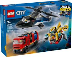 Jouet-Jeux d'imagination-Jeux de construction-Lego city - hélicoptère, camion de pompiers et sous-marin modulable - 60462