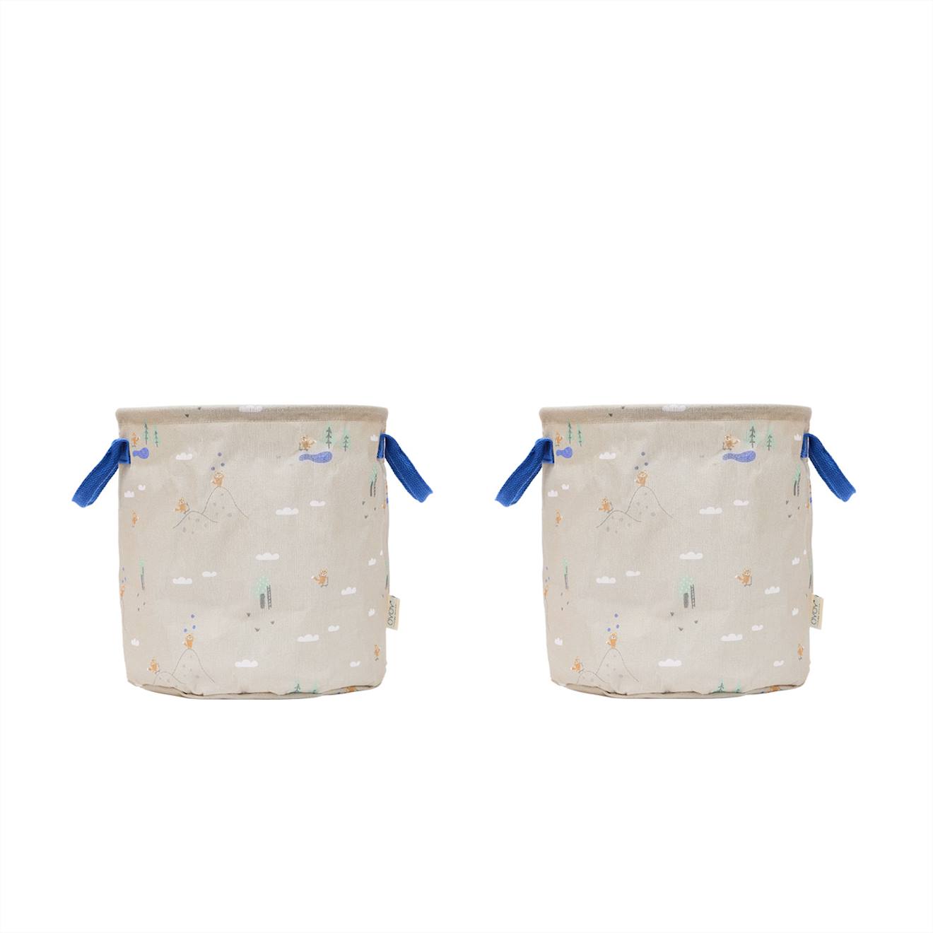 Ensemble De 2 Paniers De Rangement Moyens En Polyester Beige