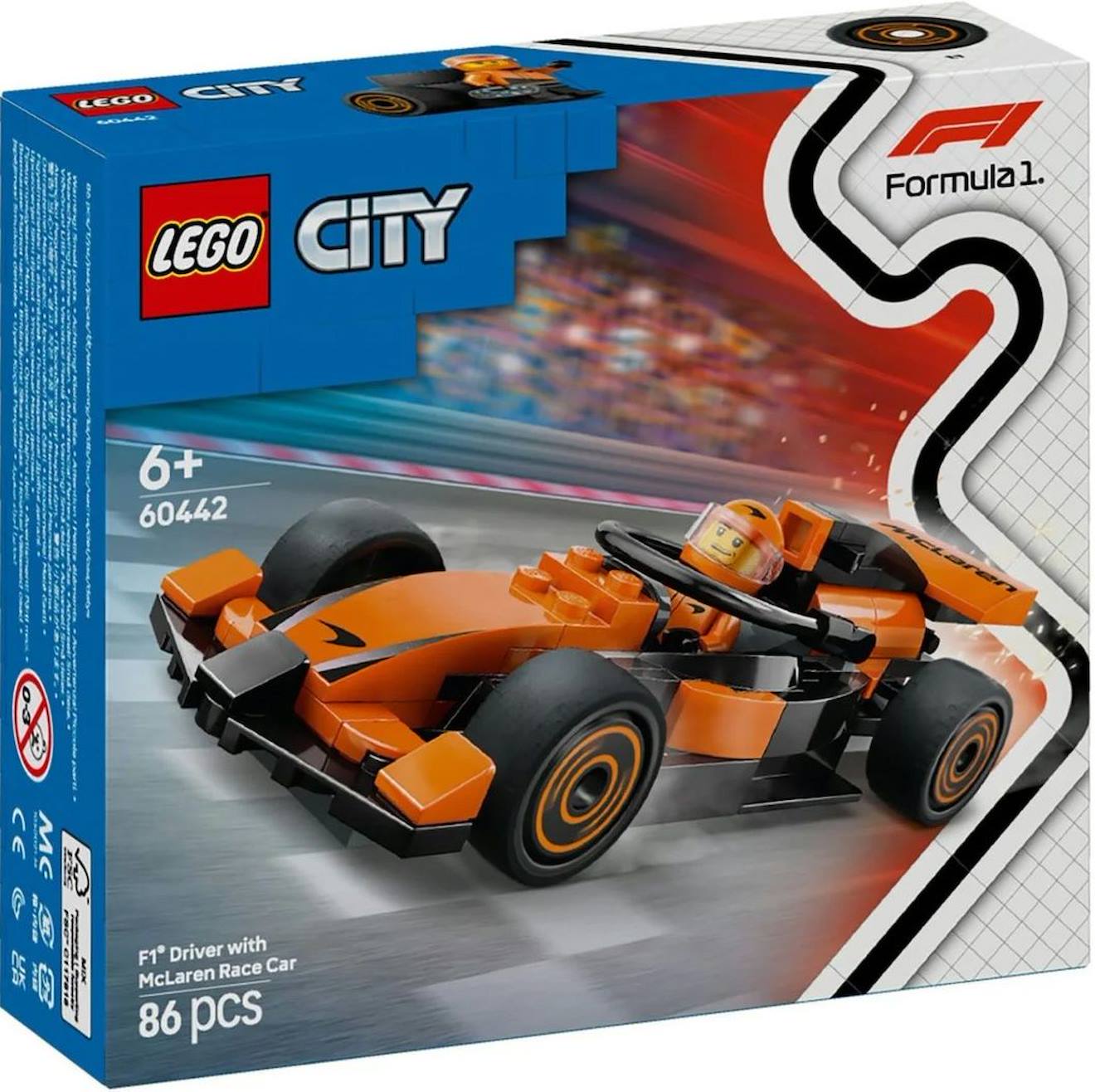 Lego City - Voiture De Course Mclaren Avec Pilote De F1 - 60442 Multicolore