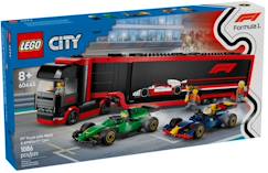 Jouet-Lego city - camion de f1 avec voitures de f1 rb20 et amr24 - 60445