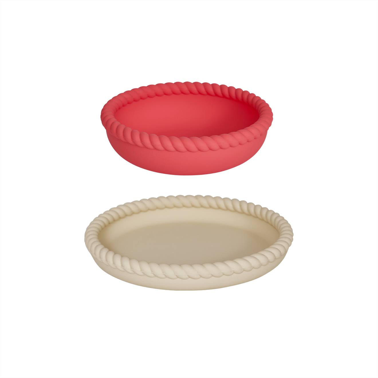 Assiette Et Bol En Silicone Mini Rouge