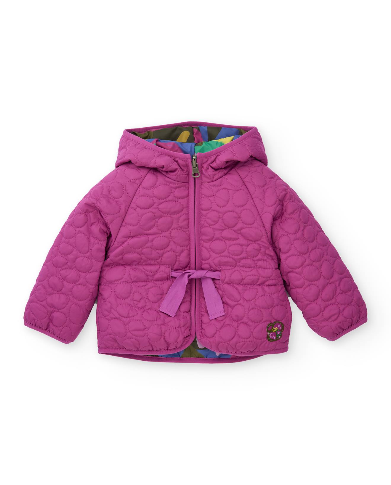 Veste Matelassée Pour Fille Avec Capuche Et Ceinture Nouée Rose