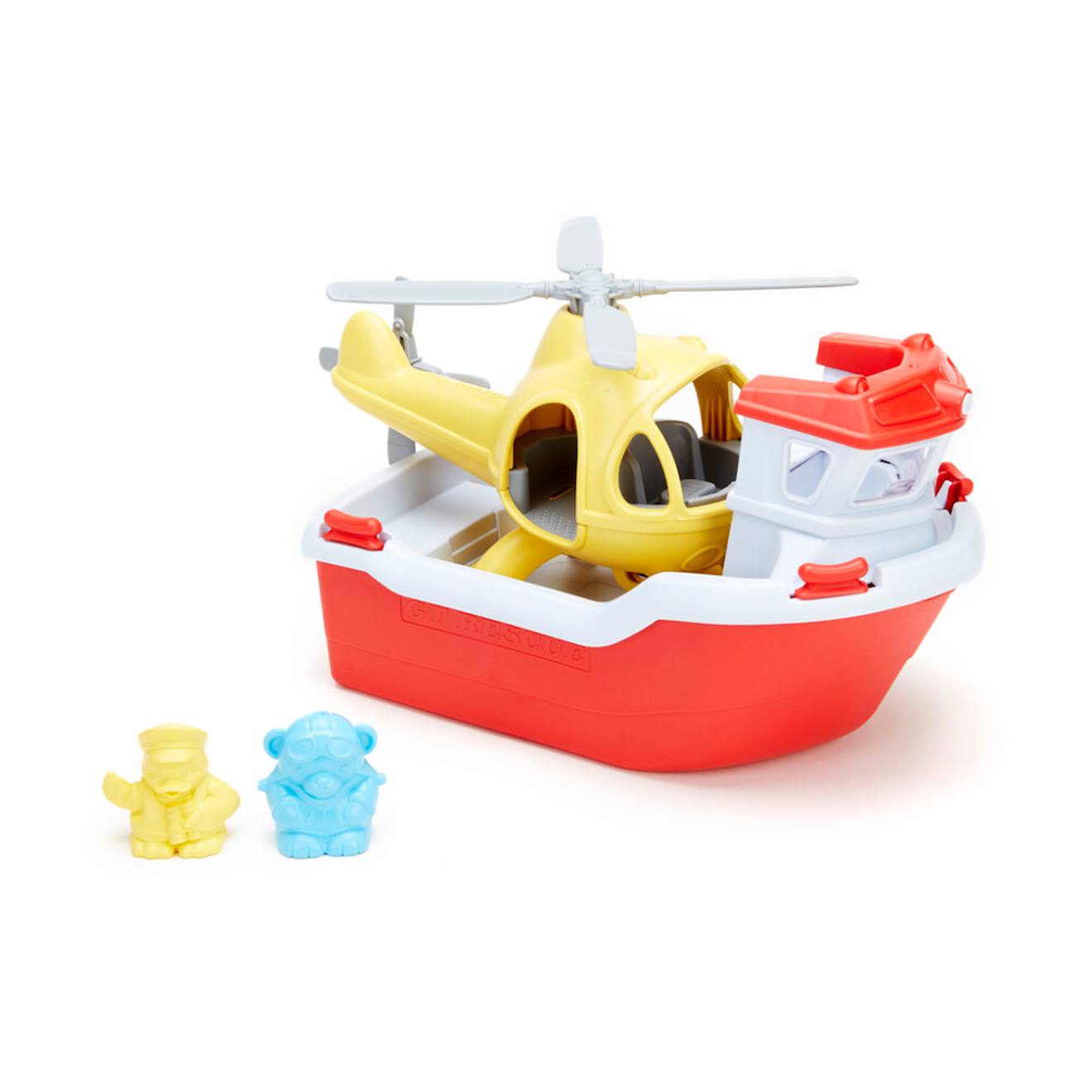 Bateau De Sauvetage Et Hélicoptère – Jouet 2 En 1 En Plastique Recyclé Multicolor