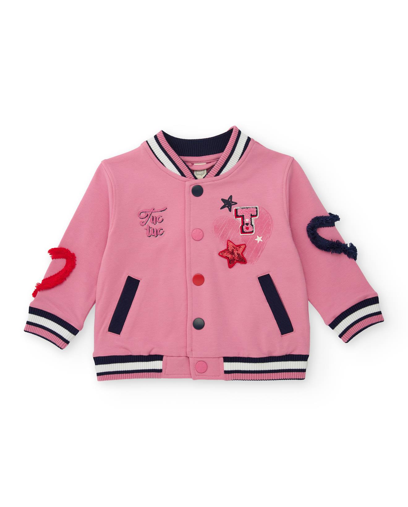 Veste Type Varsity Pour Fille Avec Broderies Et Applications 3d Rose