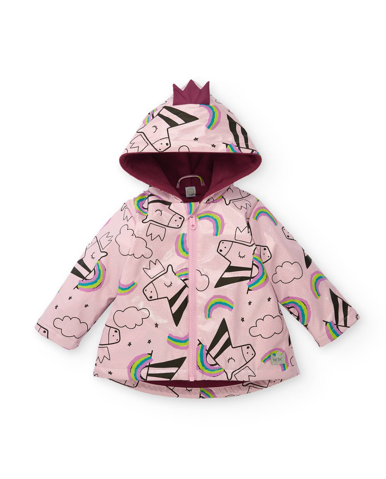 Veste Imperméable À Capuche Pour Fille Avec Imprimé Licornes Rose