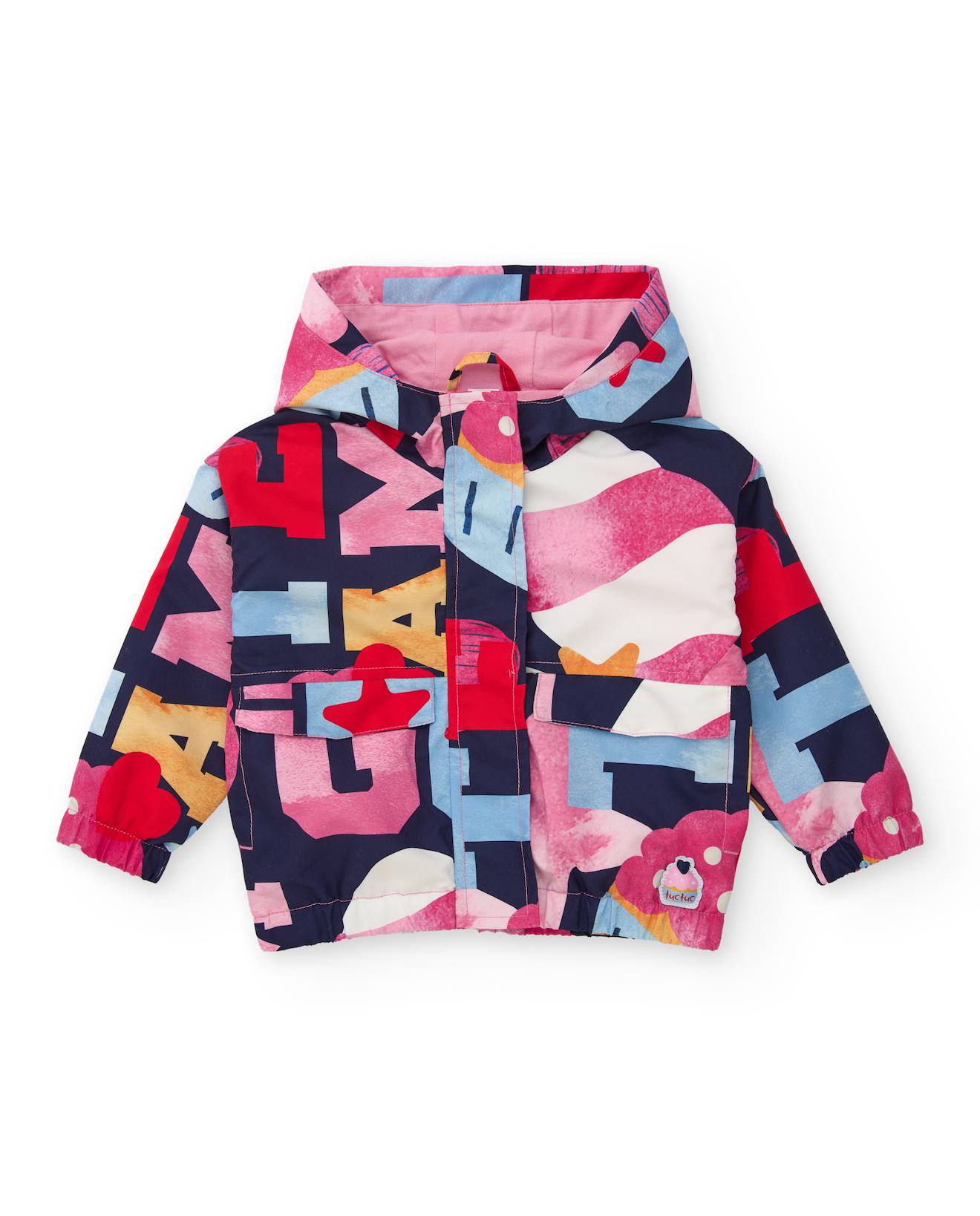 Veste Matelassée Pour Fille Avec Imprimé Coloré De Lettres Et Formes Rose