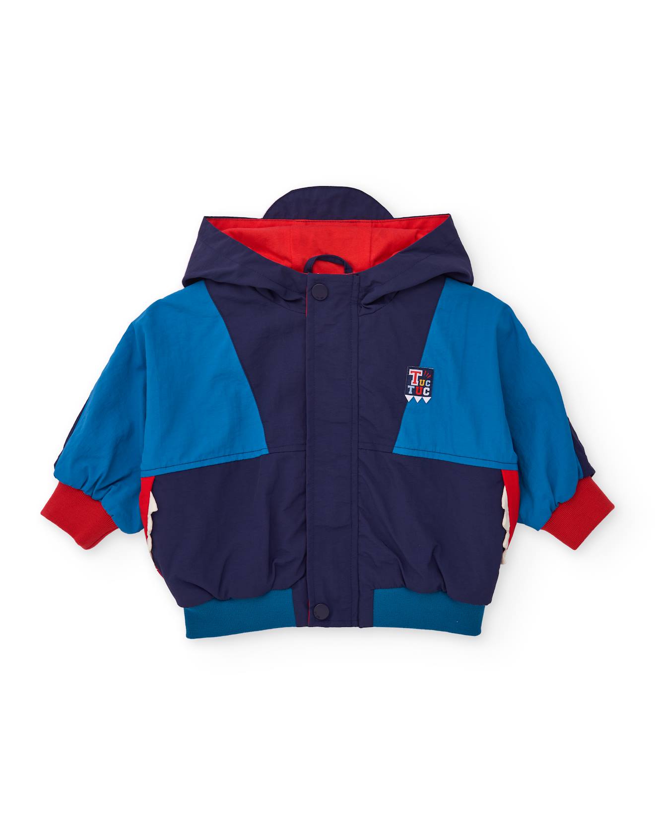 Veste Coupe-vent Pour Garçon À Blocs De Couleur Avec Capuche Bleu