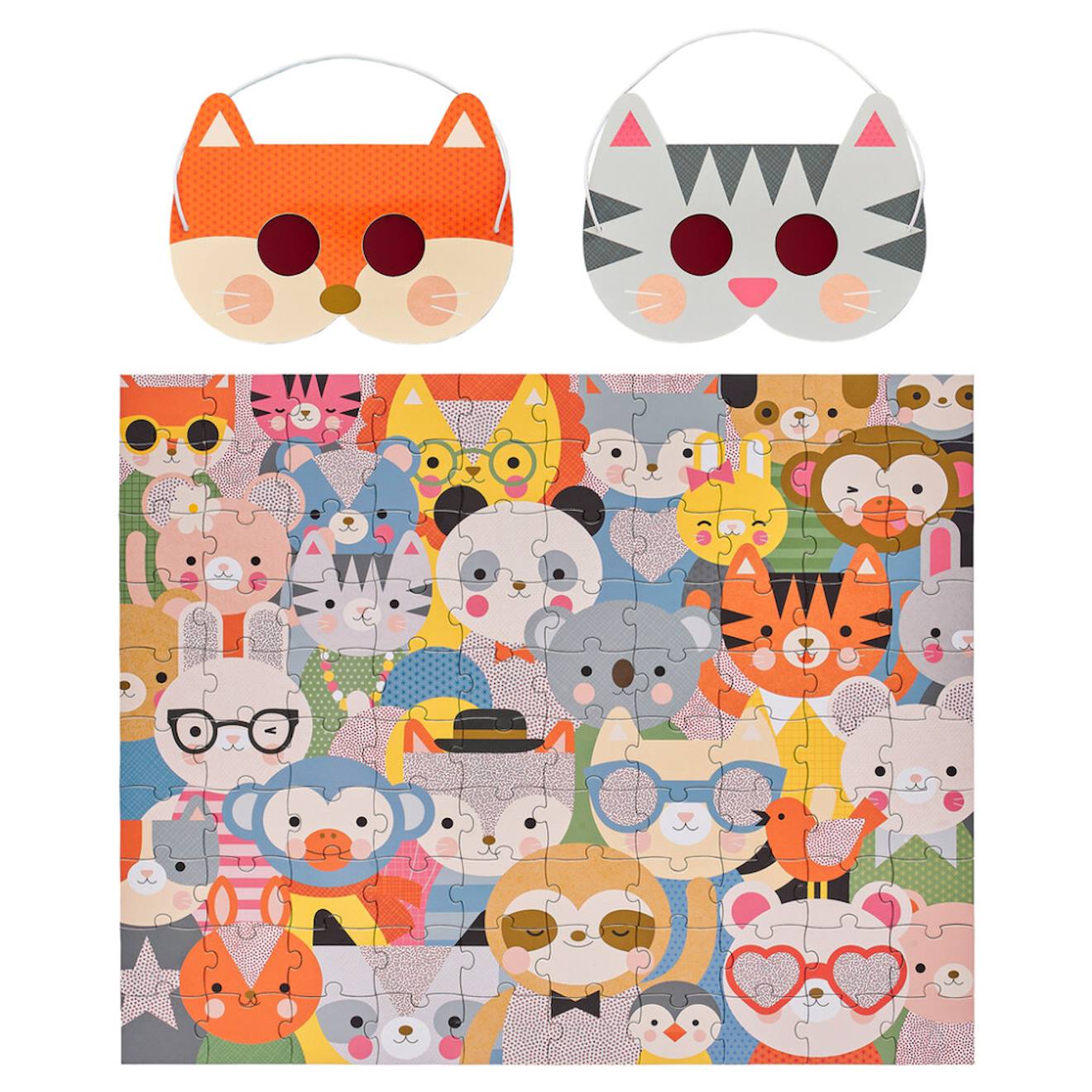 Puzzle Festival Des Animaux 100 Pièces Avec Masques Décodeurs – Dès 4 Ans Multicolor