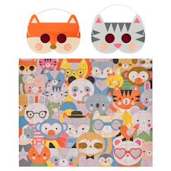 Jouet-Jeux éducatifs-Puzzles-Puzzle Festival des animaux 100 pièces avec masques décodeurs – dès 4 ans