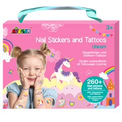 Jouet-Activités artistiques et musicales-Autocollants et tatouages pour les ongles, licornes