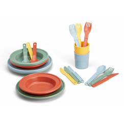 Jouet-Jeux d'imitation-Cuisines et dinette-Set de vaisselle durable Re:line – 24 pièces en plastique 100 % recyclé