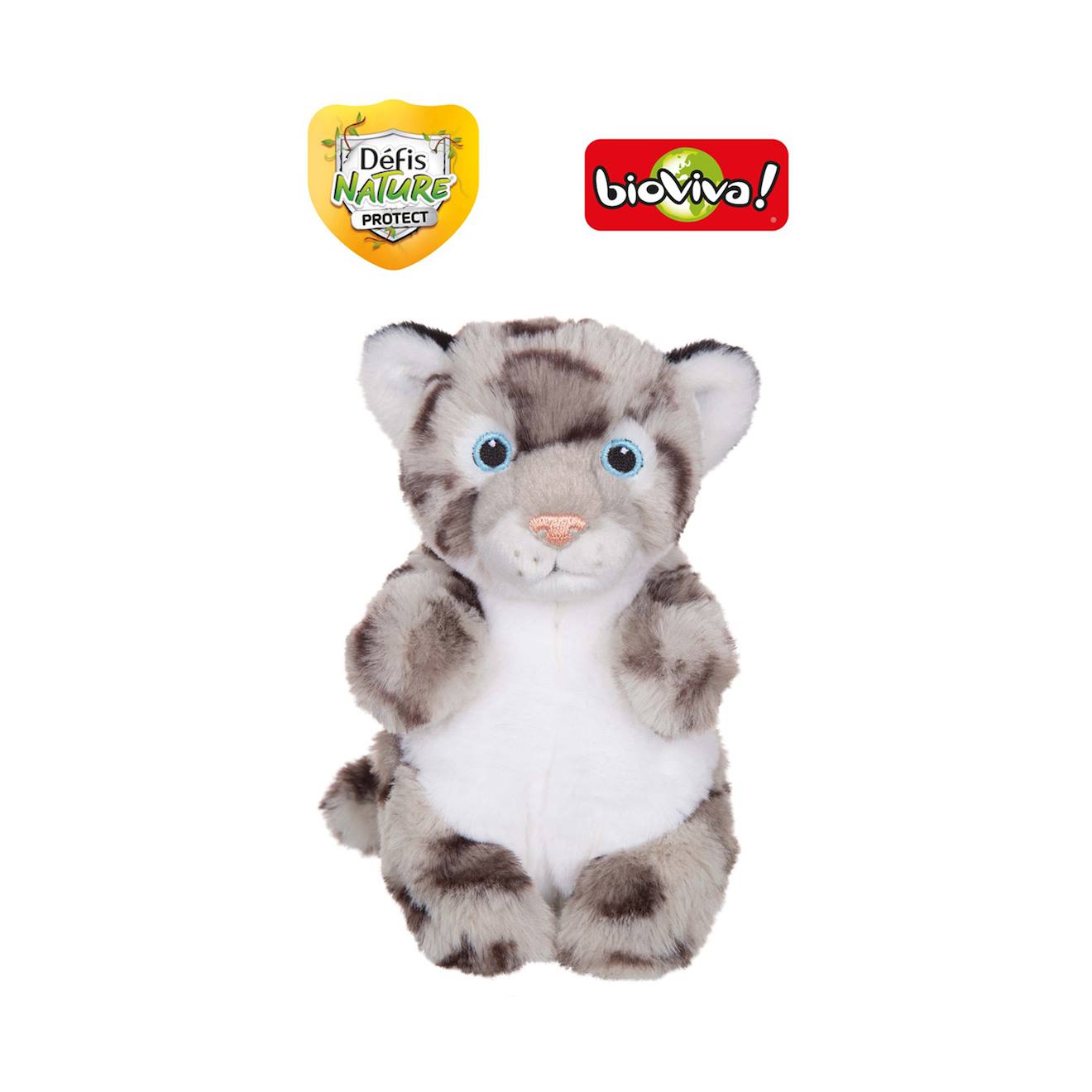 Peluche Défis Nature Protect - Panthère Des Neiges 15cm Collaboration Bioviva Blanc