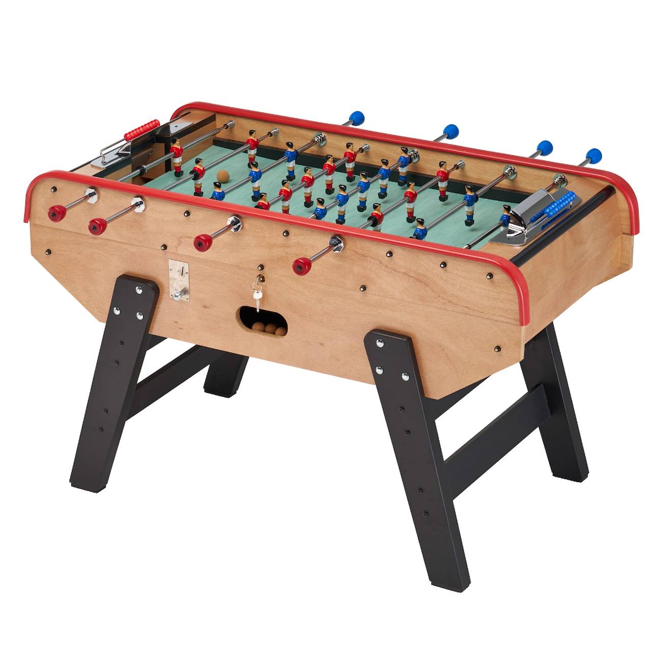 Babyfoot Ado Luxe En Bois Style Bistrot Avec Monnayeur - 10 Balles Liège - 30 Jetons Fournis Marron