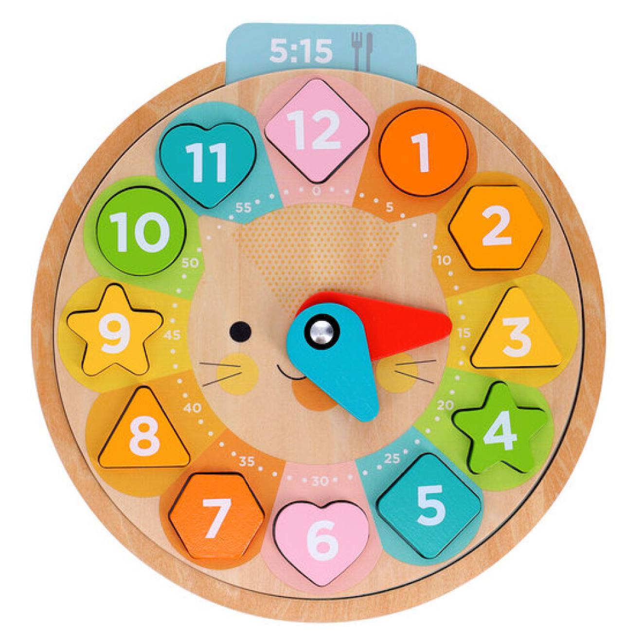 Horloge D’apprentissage Multilingue En Bois – Jeu Éducatif Dès 3 Ans Multicolor