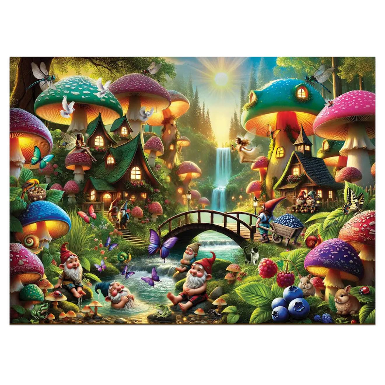 Puzzle En Bois 1000 Pièces – Mushroom Wonderland Multicolor