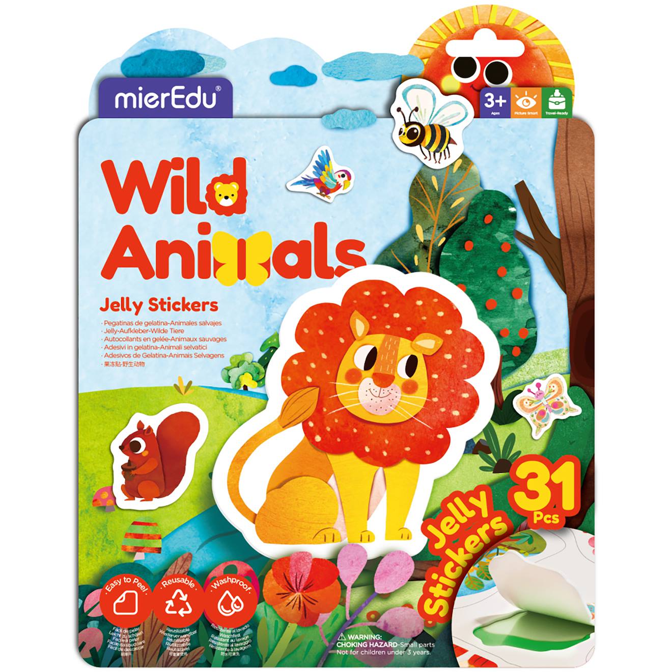 Autocollants Jelly - Animaux Sauvages Multicolor