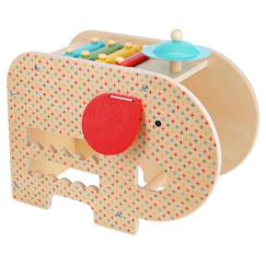 -Jouet musical éléphant 5 en 1 en bois – éveil musical dès 18 mois