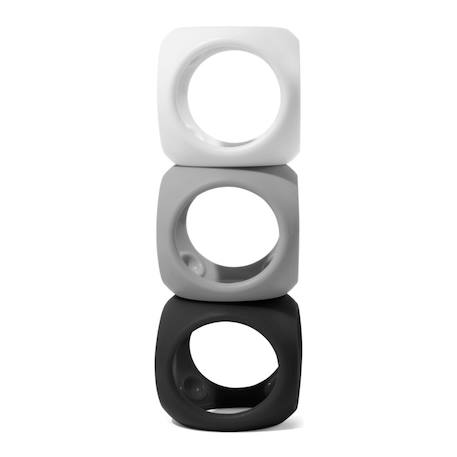 Moluk - Jouet Sensoriel Oibo – Balle Et Cube En Silicone Empilable Dès La Naissance Black;grey;white