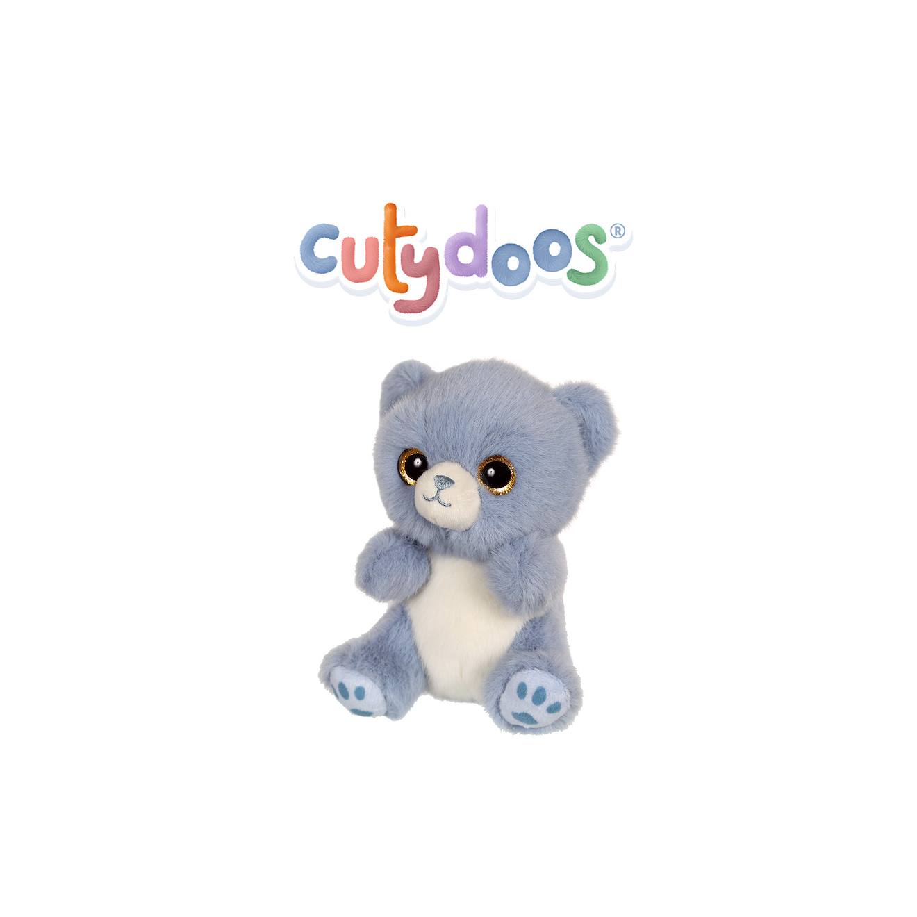 Peluche - Peluche Ours Blue Cutydoos Bleu Jeans – 13 Cm Blanc