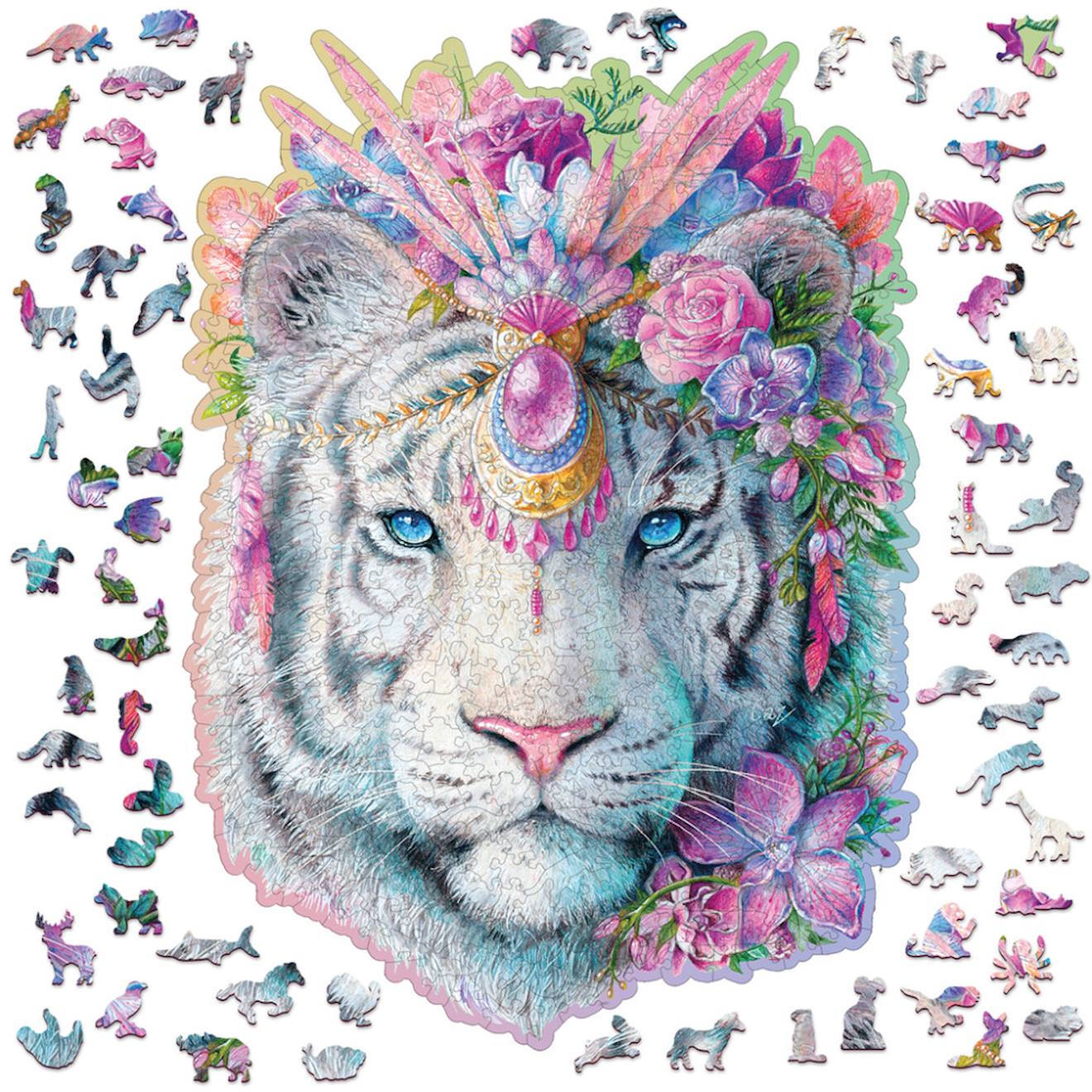 Puzzle En Bois Tigre Mystique 505 Pièces – Activité Artistique Et Inspirante Multicolor