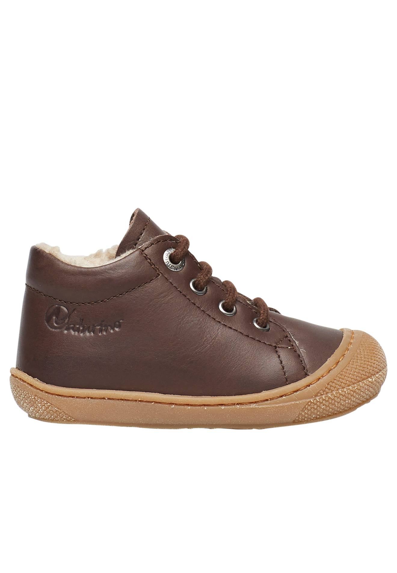 Chaussures Premiers Pas En Cuir Doublés En Laine Cocoon Marron-