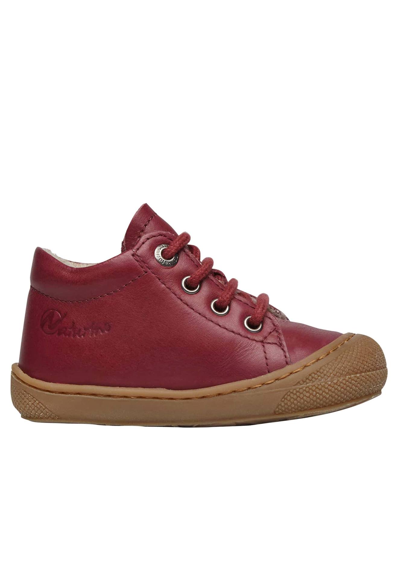 Chaussures Premiers Pas En Cuir Doublés En Laine Cocoon Bordeaux-
