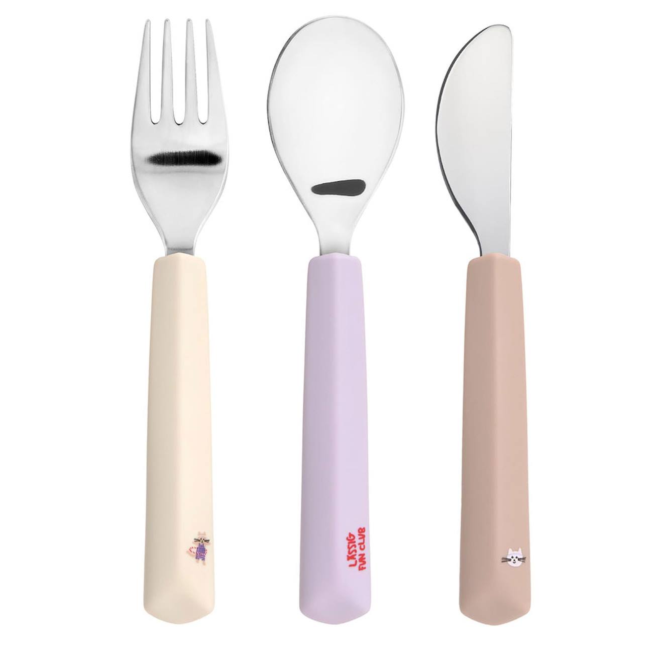 Lot De 3 Couverts Tiny Team, Cat Multi-coloured