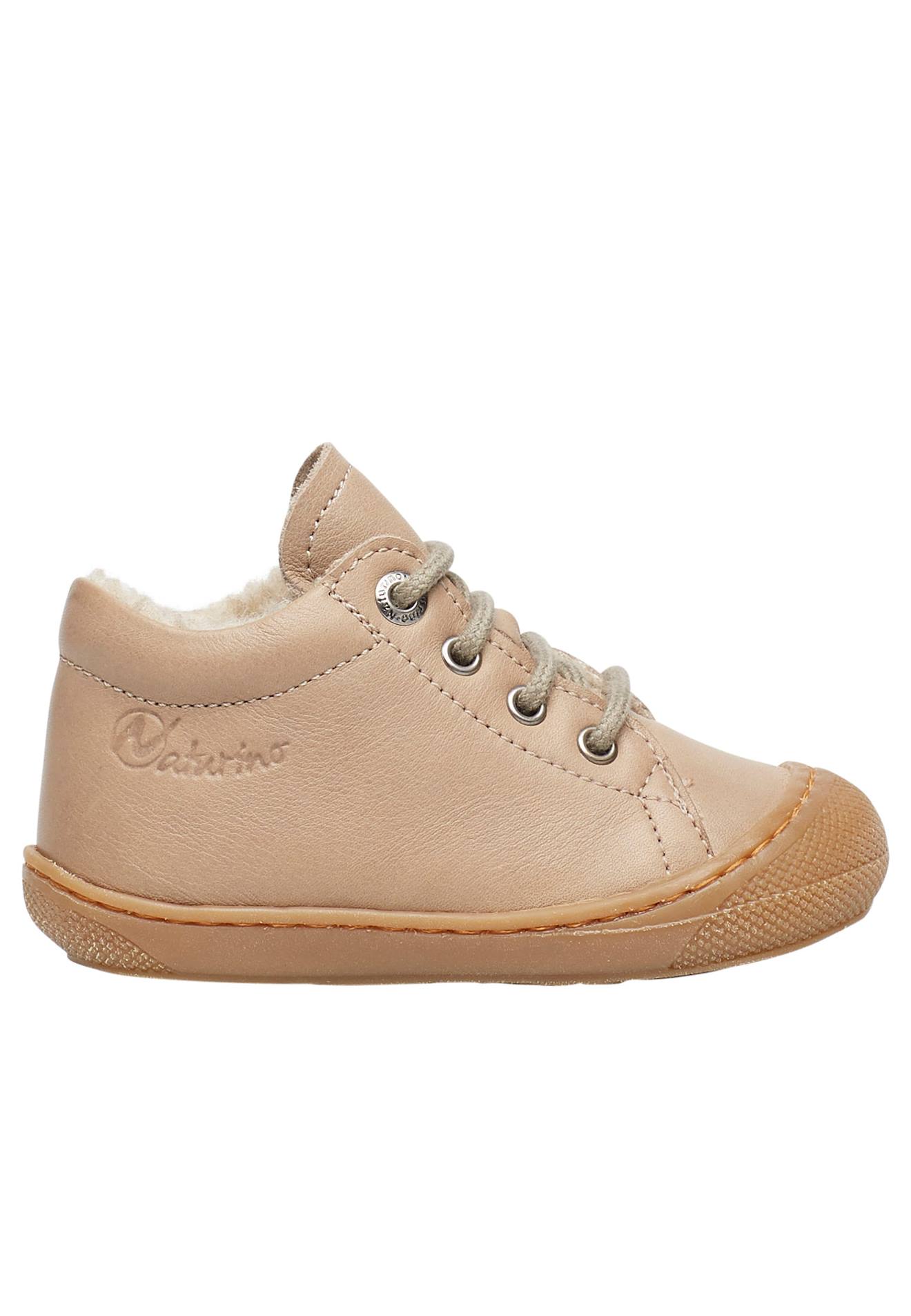Chaussures Premiers Pas En Cuir Doublés En Laine Cocoon Beige-