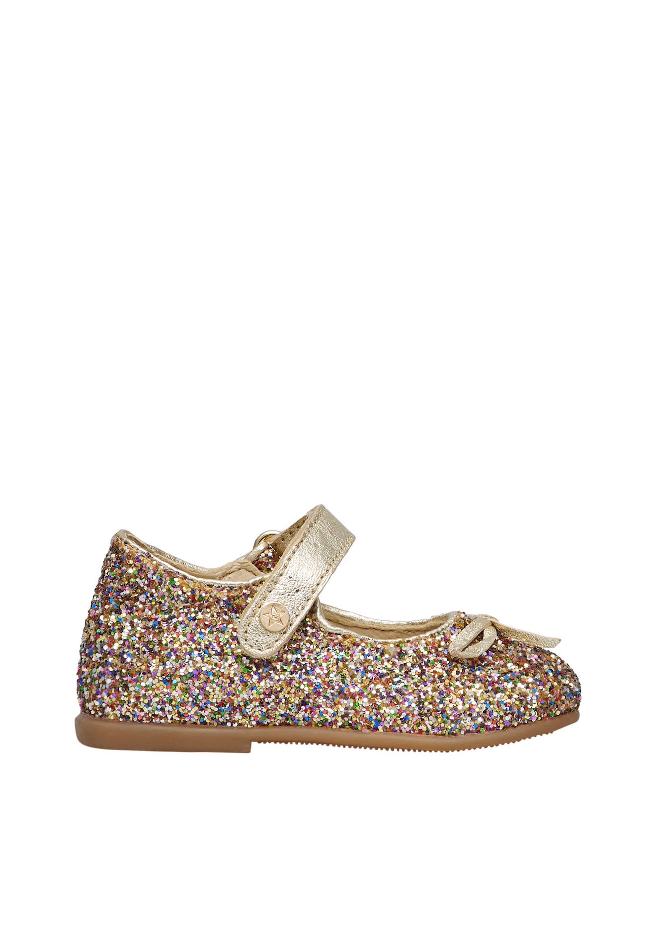 Ballerines En Cuir Et Tissu Pailleté Ballet Multicolore-