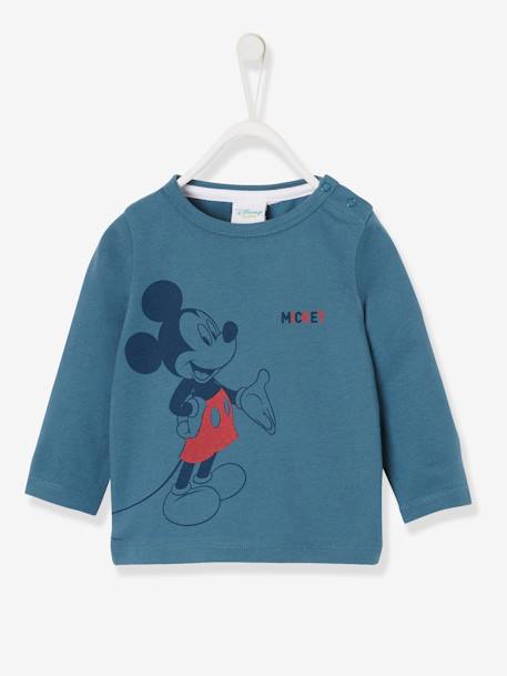 T Shirt Manches Longues Garcon Disney Mickey Bleu Petrole Mickey