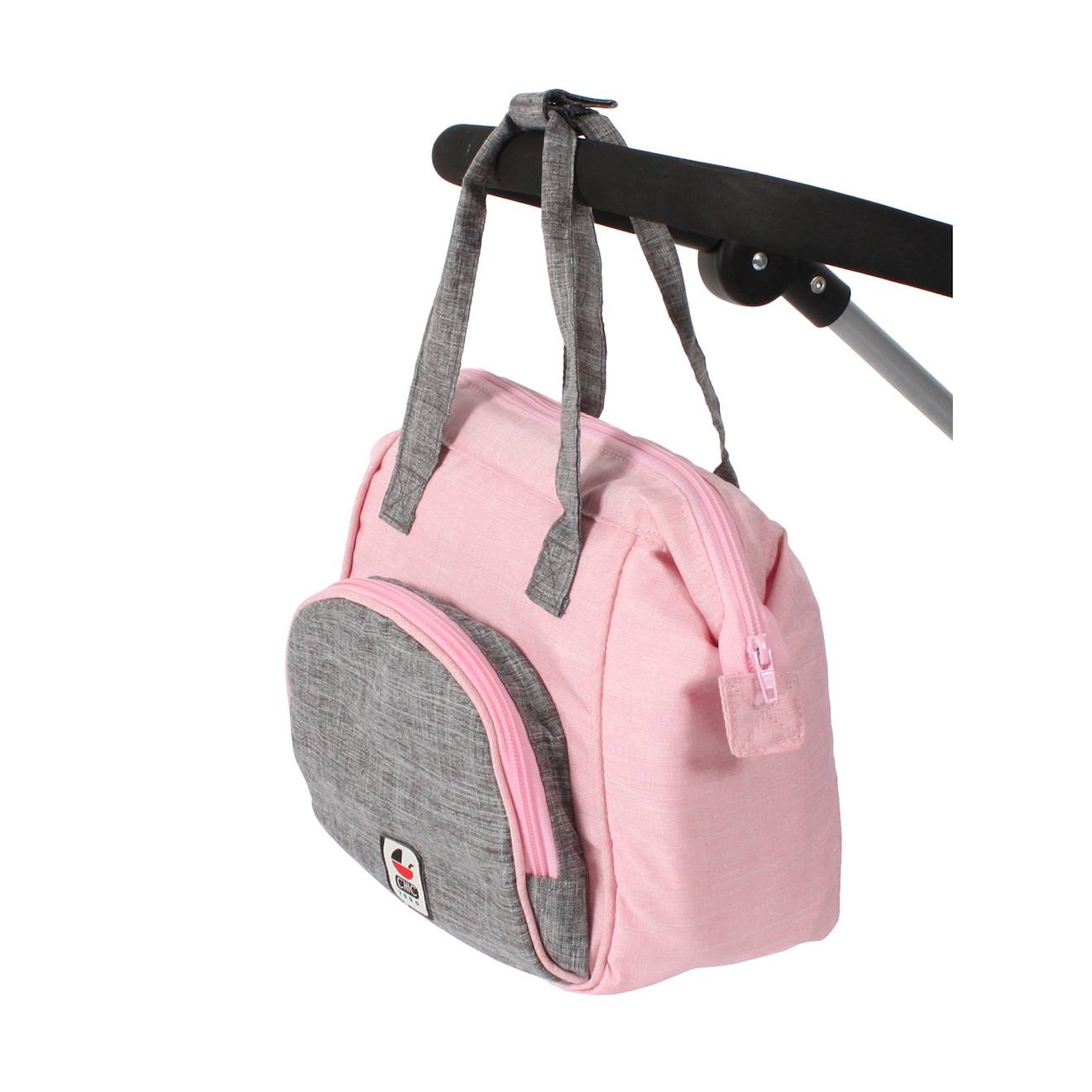 Sac à langer pour poupons rosa rose et gris