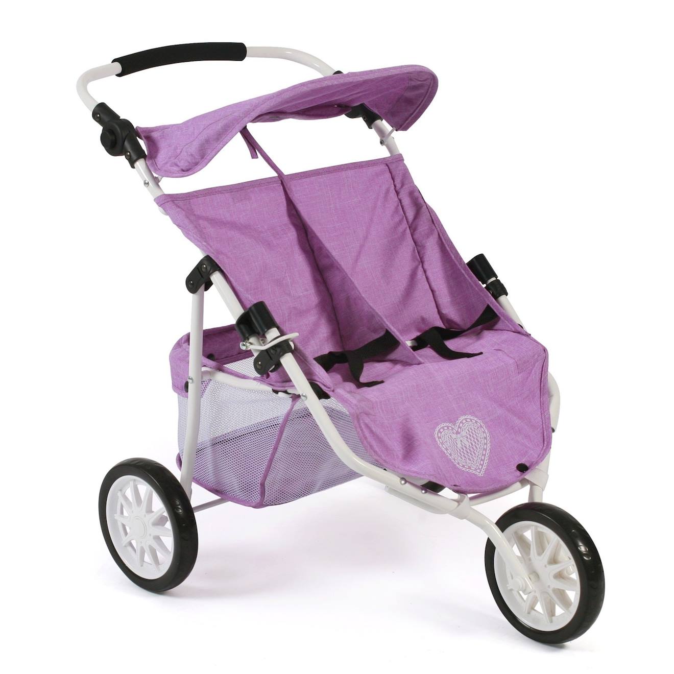 Poussette Jogger 3 Roues Pour Poupons Jumelles Violet