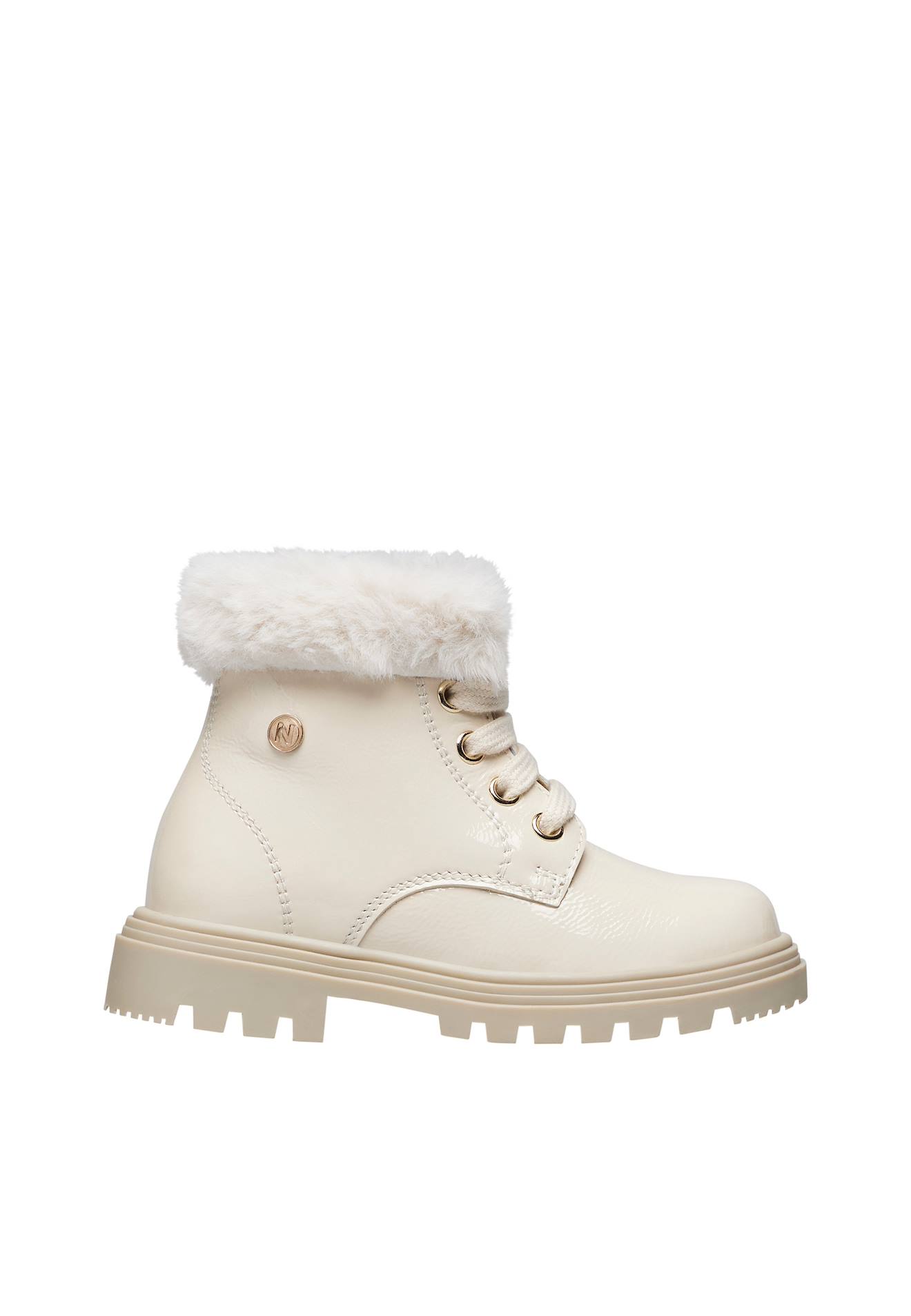 Chaussures En Vernis Clar Zip Blanc Crème-