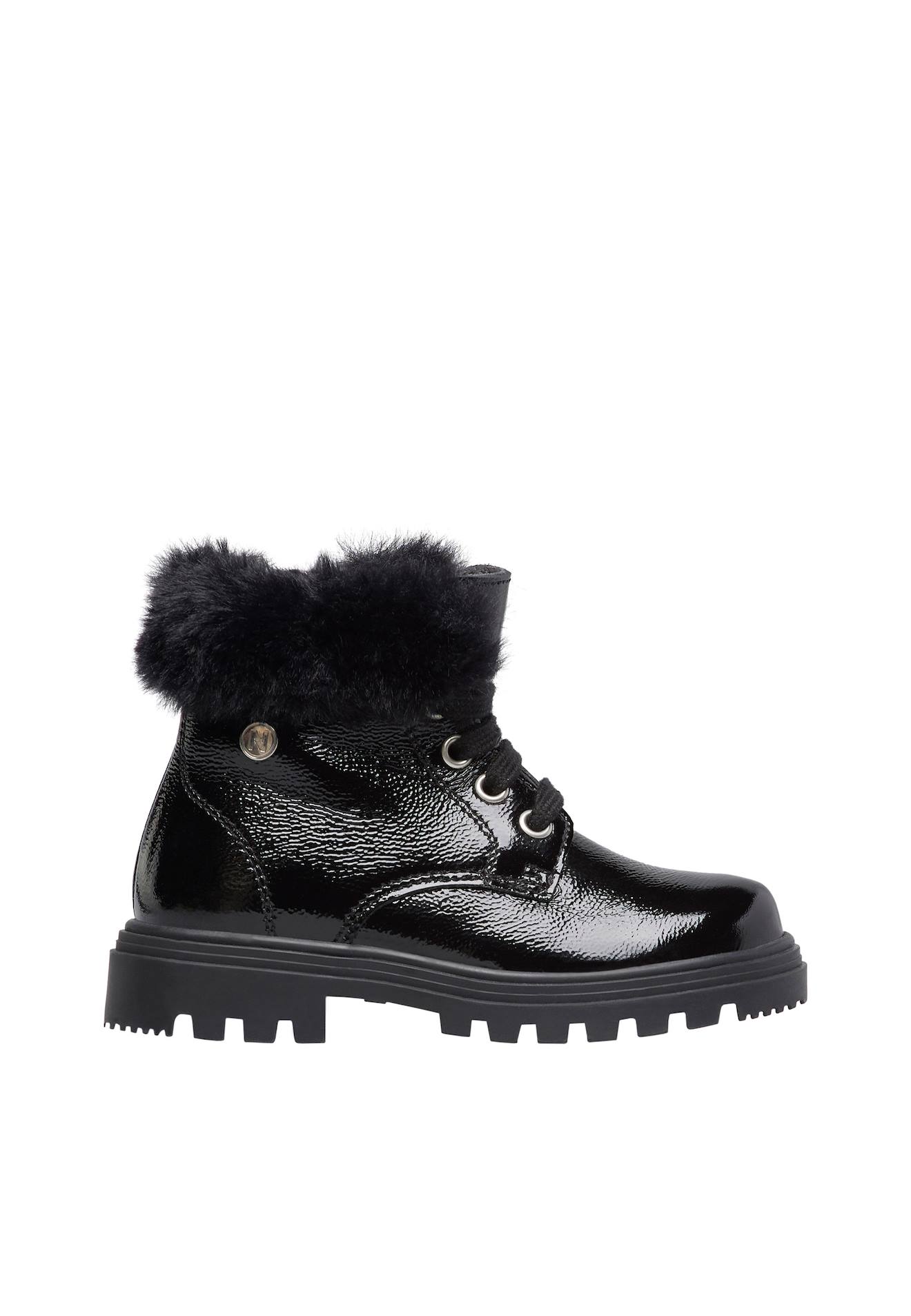 Chaussures En Vernis Clar Zip Noir-