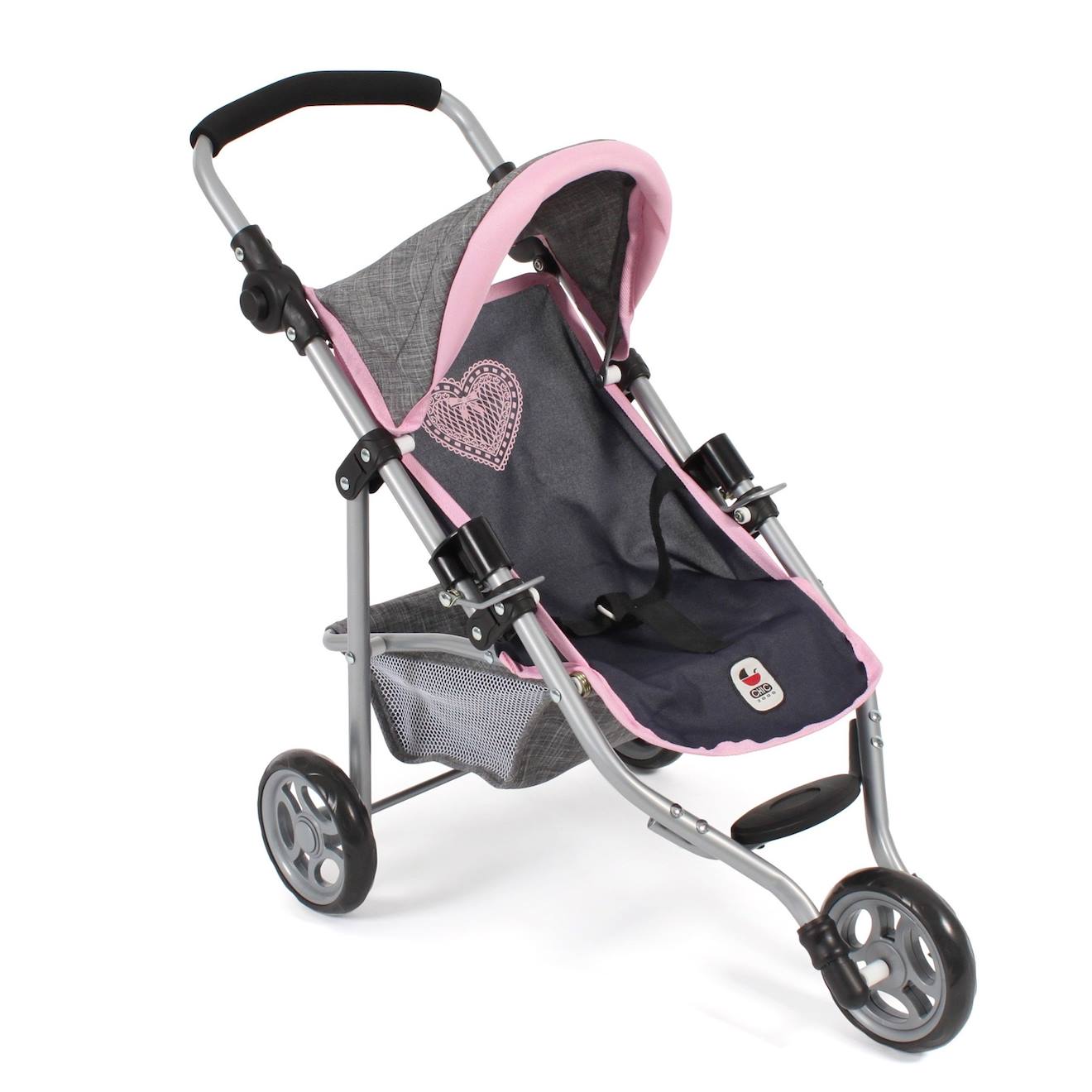 Petite Poussette De Jogging Lola Pour Poupons Gris Et Rose