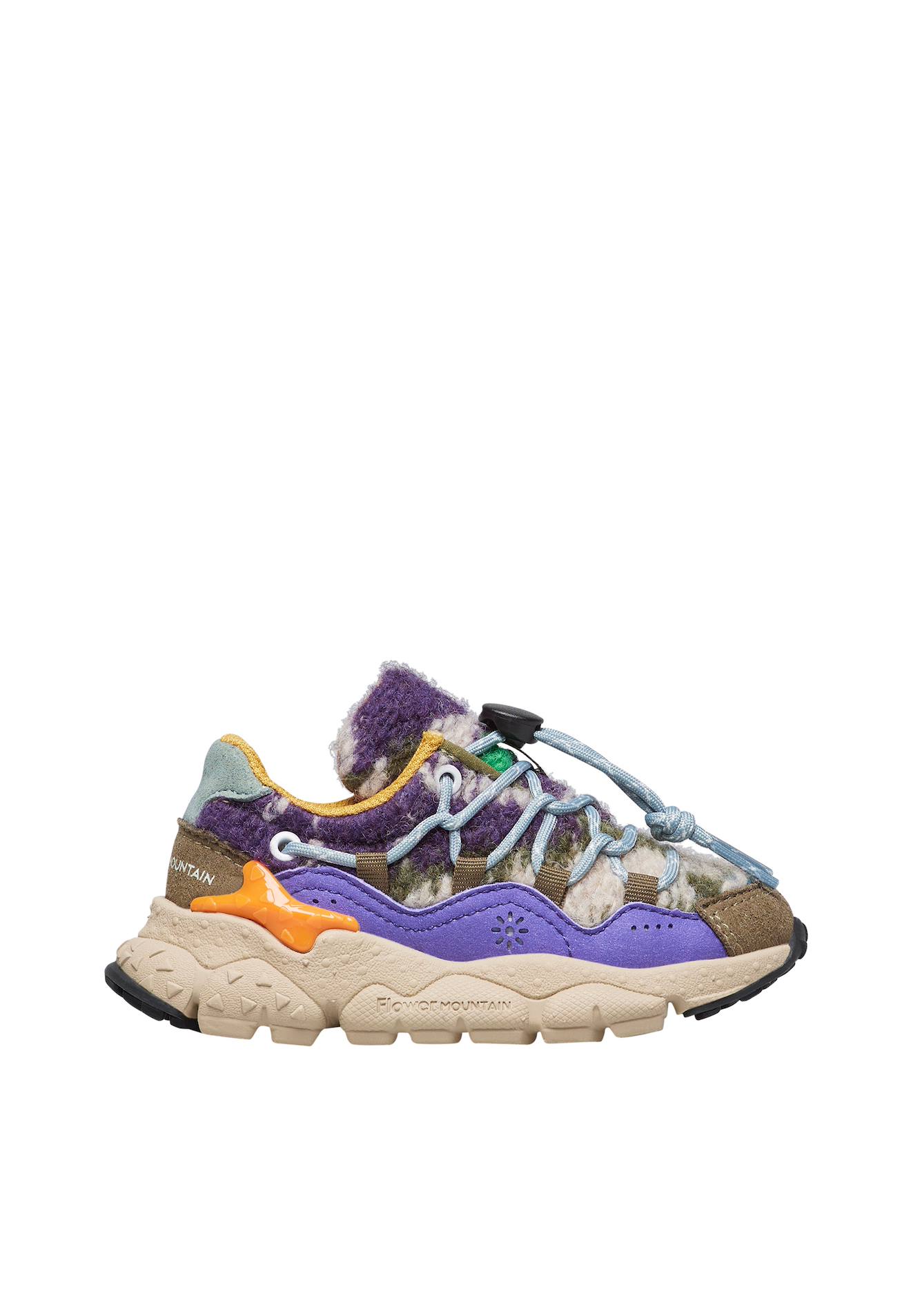 Baskets En Similicuir Et Tissu Raikiri Junior. Kaki-violet