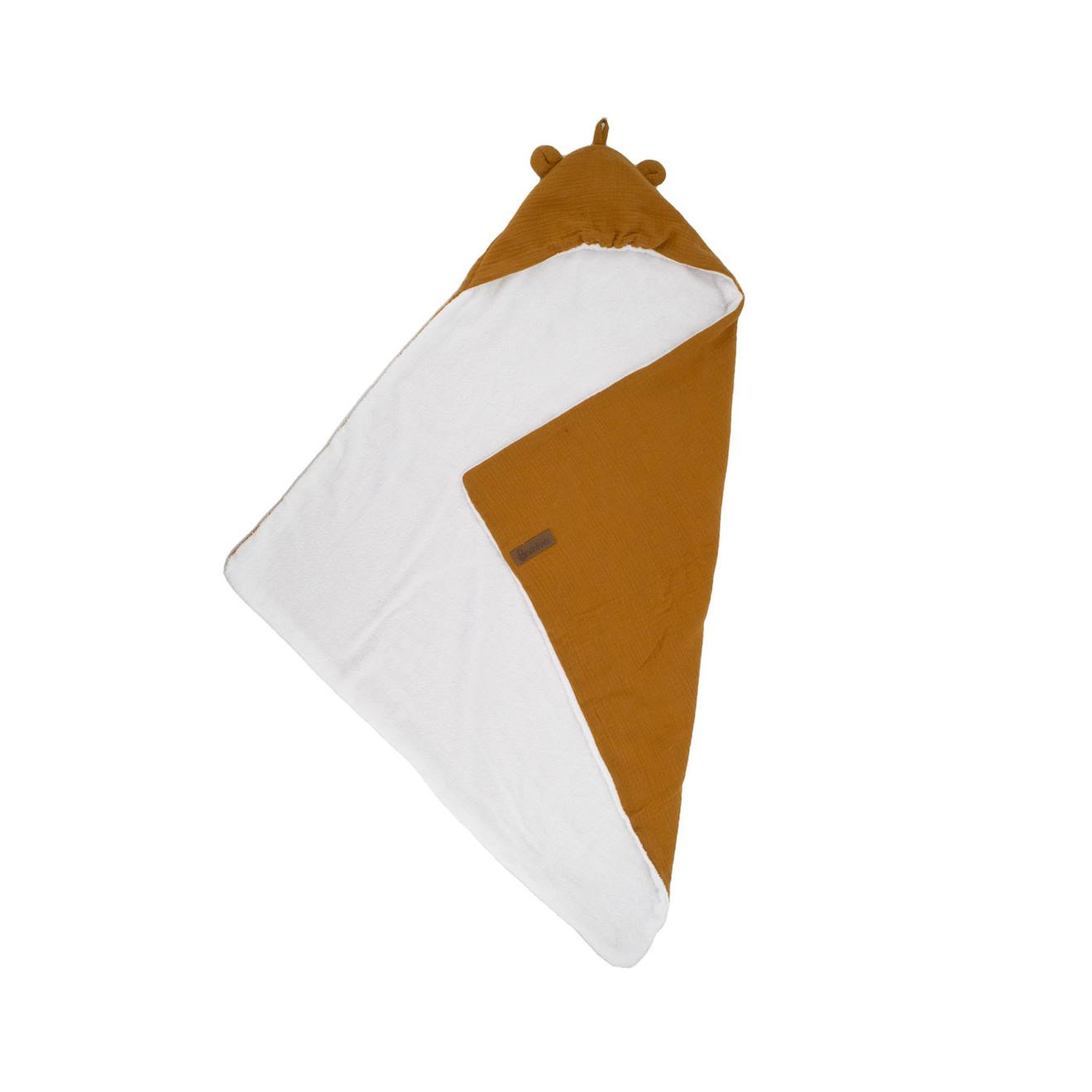 Cape de bain en gaze de coton avec oreilles d'ourson brown