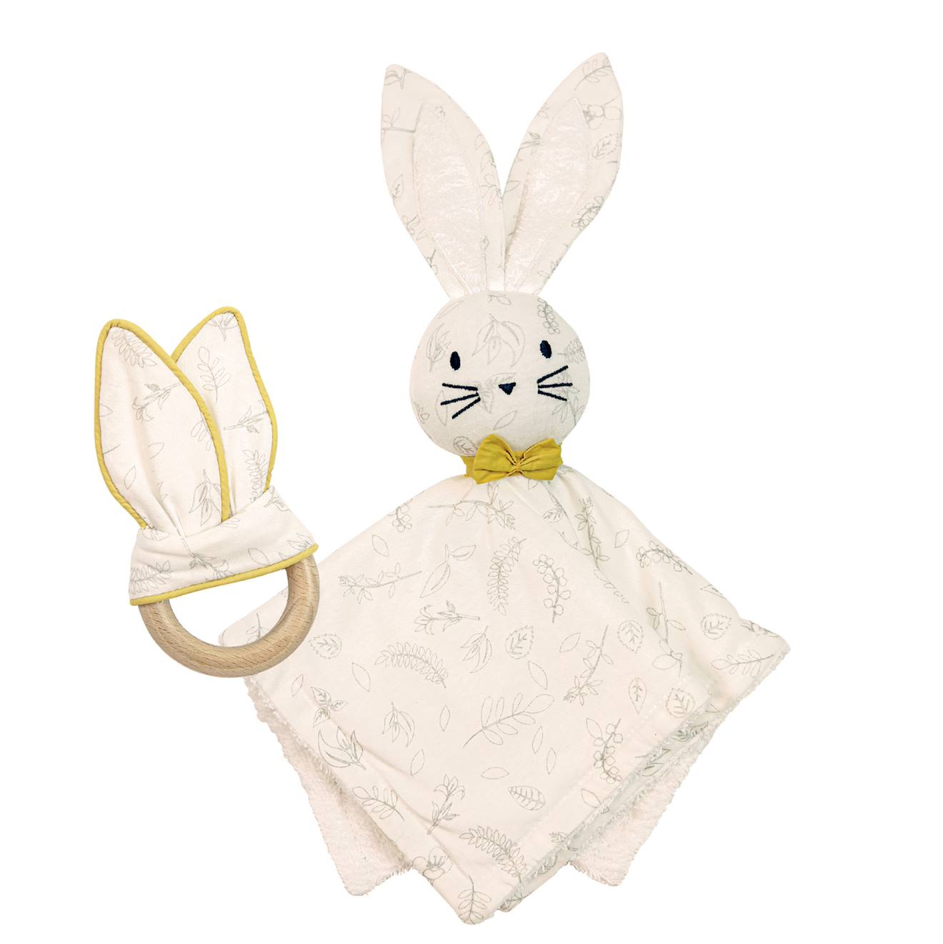 Box Doudou Et Anneau De Dentition Leafy Bunny Beige