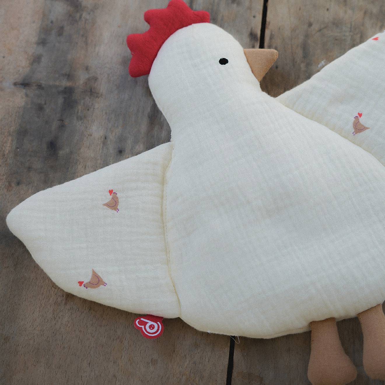 Doudou Plat Poule Love Beige (Domiva) - Image 2
