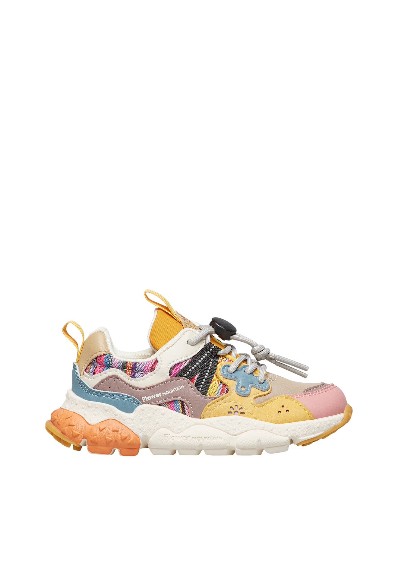 Baskets En Similicuir Et Tissu Technique Yamano 3 Junior. Rose-gris Tourterelle