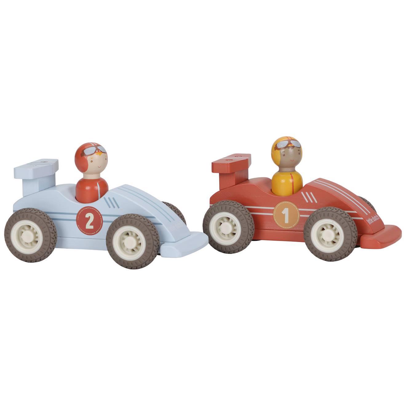 Set De 2 Voitures De Course En Bois Bleu, Rouge, Jaune