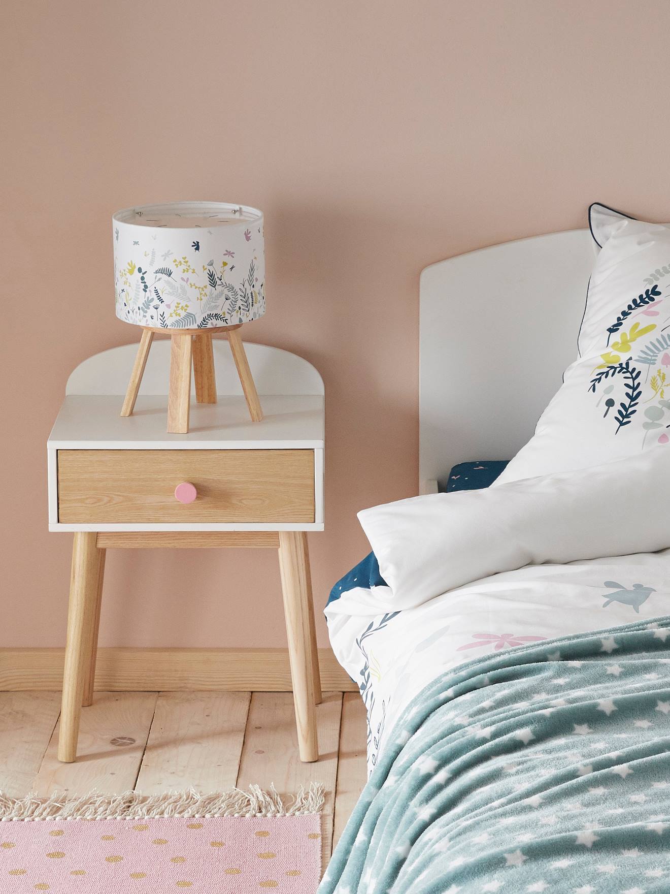 Lampe de chevet bois PAPILLON blanc
