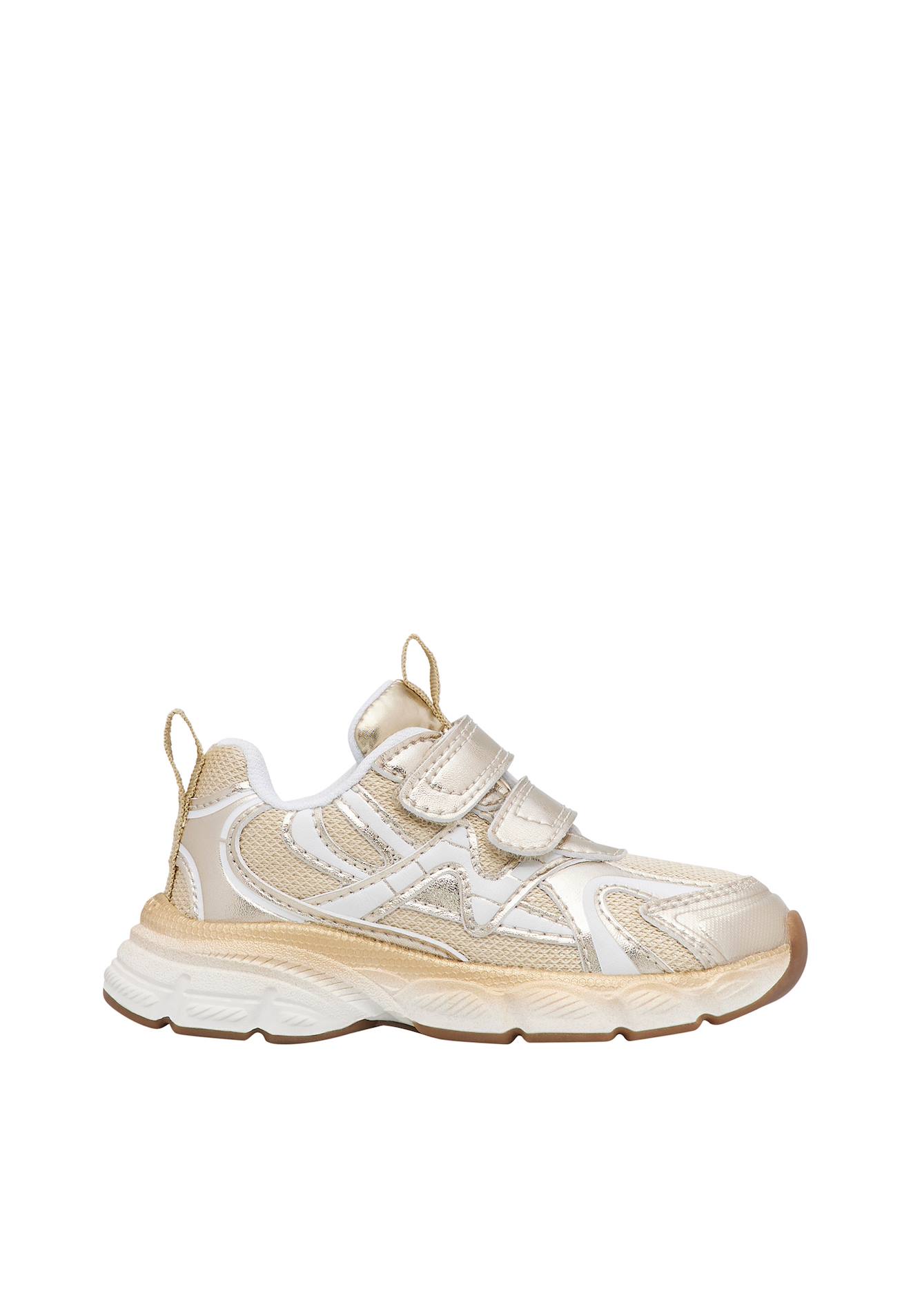 Baskets En Similicuir Et Tissu Wave Vl. Blanc-platine-