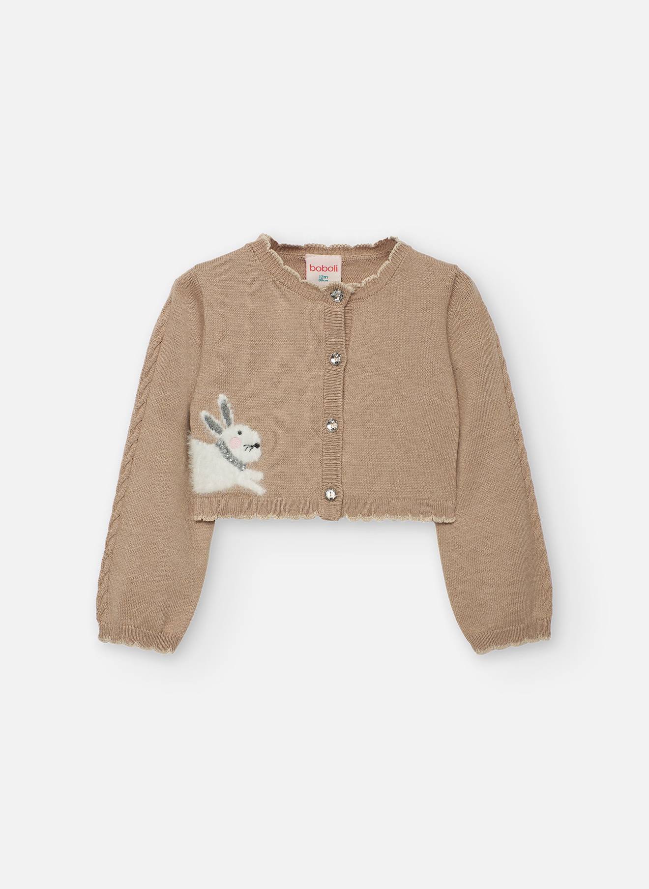 Gilet Fille En Tricot Lapin Beige