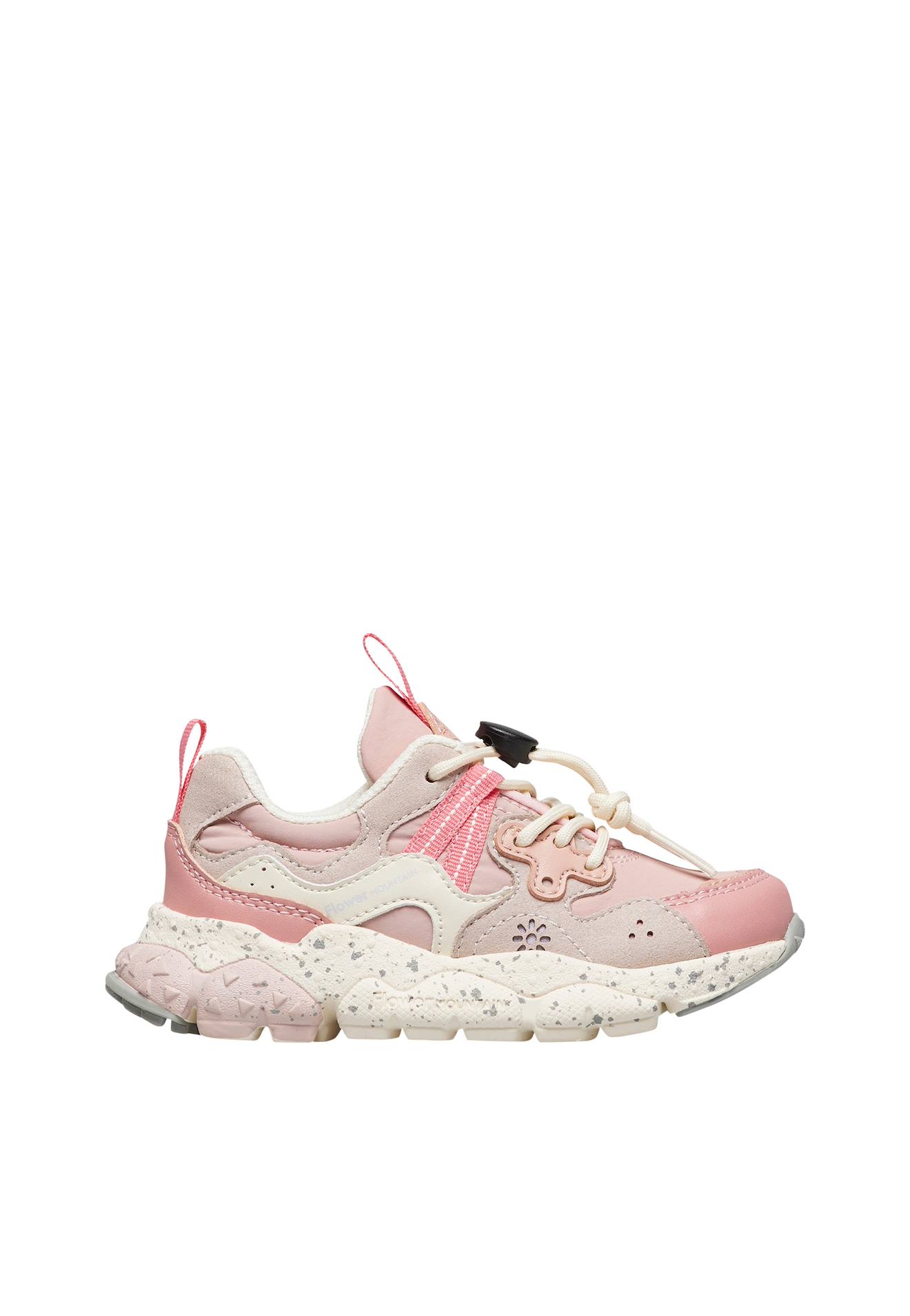 Baskets En Similicuir Et Tissu Technique Yamano 3 Junior. Rose-gris Tourterelle