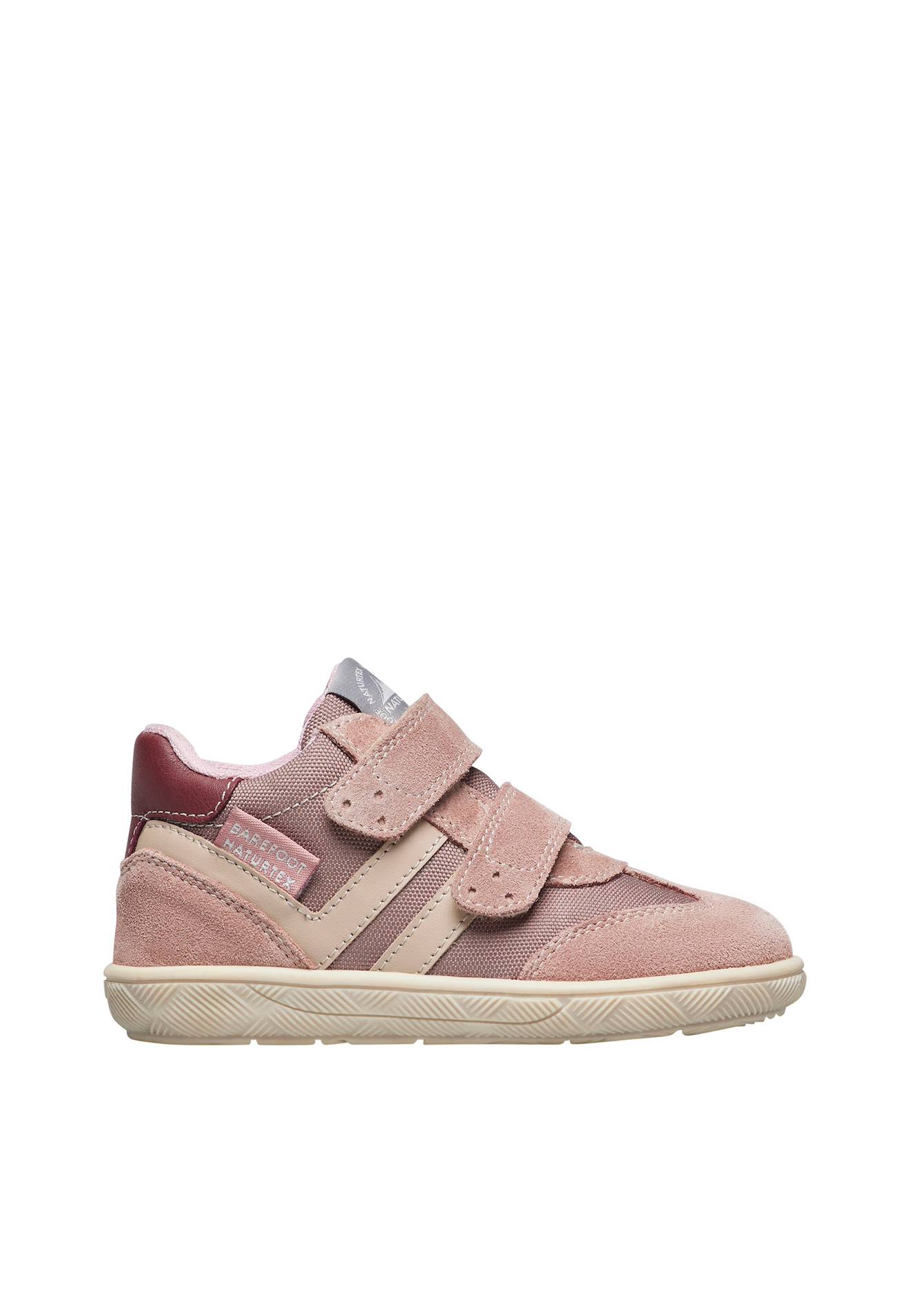 Baskets Barefoot En Cuir Et Tissu Kevis High Wp. Rose-