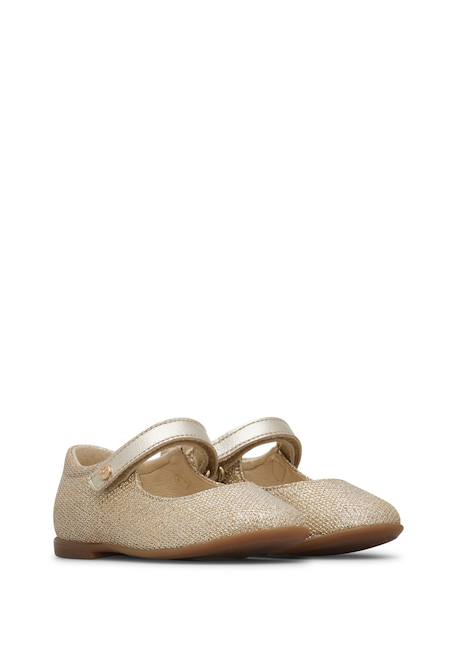 Ballerines en cuir et tissu darling Platine- 2 - vertbaudet enfant 